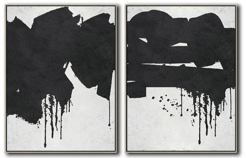 Hand Painted Extra Large Abstract Painting,Set Of 2 Minimal Painting On Canvas - Large Abstract Wall Art